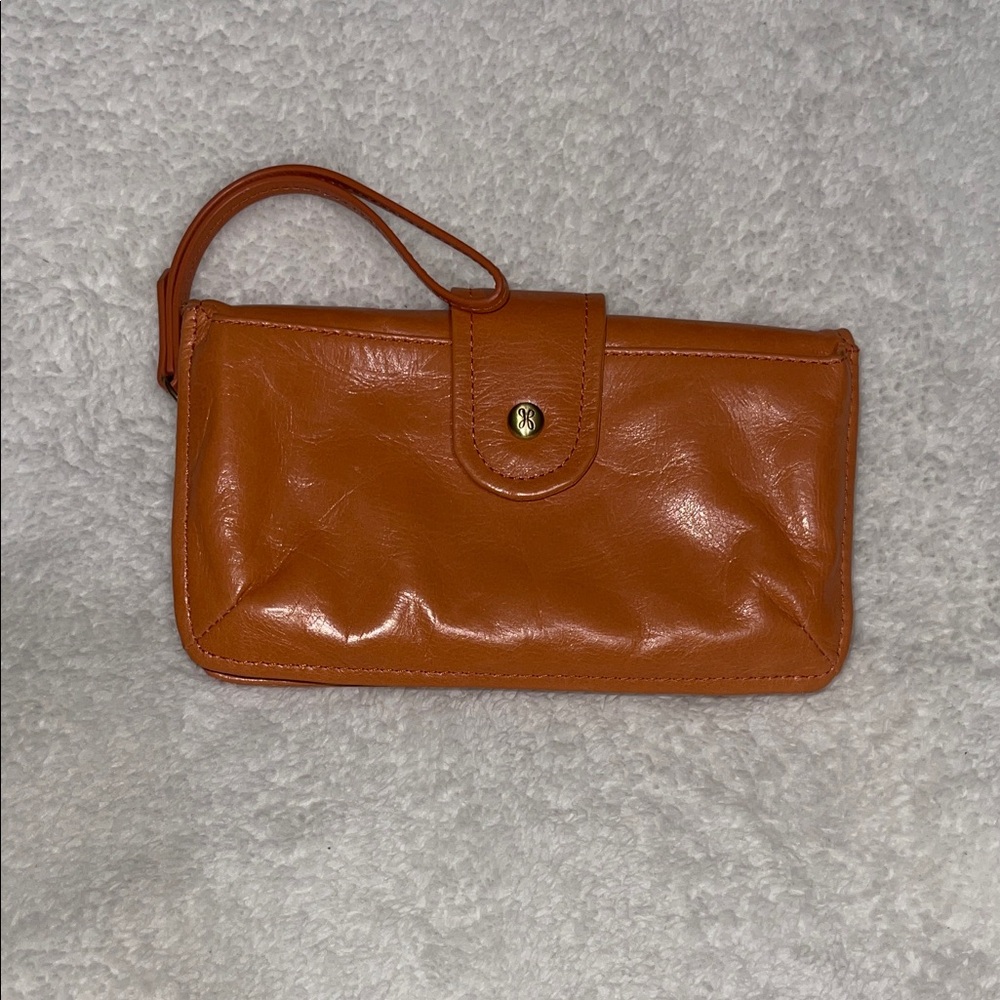 HOBO Vibrant Orange Galaxy Leather Wristlet Wallet